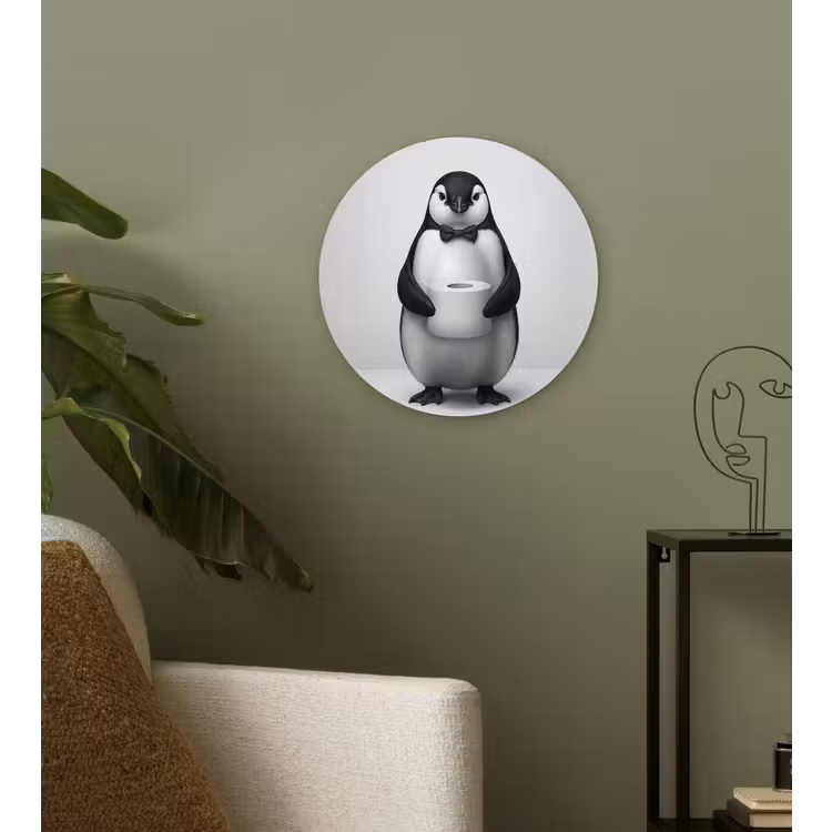 Muurcirkel - Pinguïn - WC rol - Wit — 3