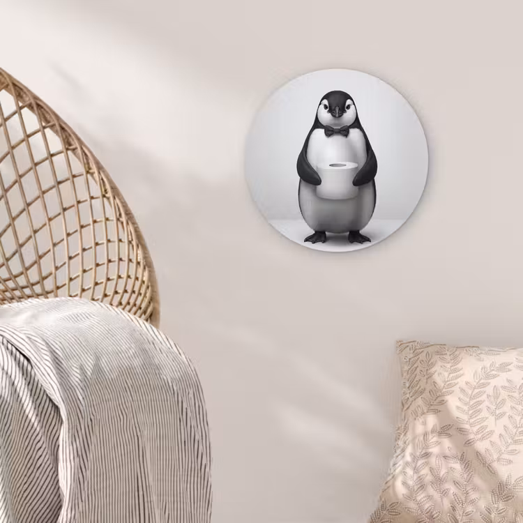 Muurcirkel - Pinguïn - WC rol - Wit — 5