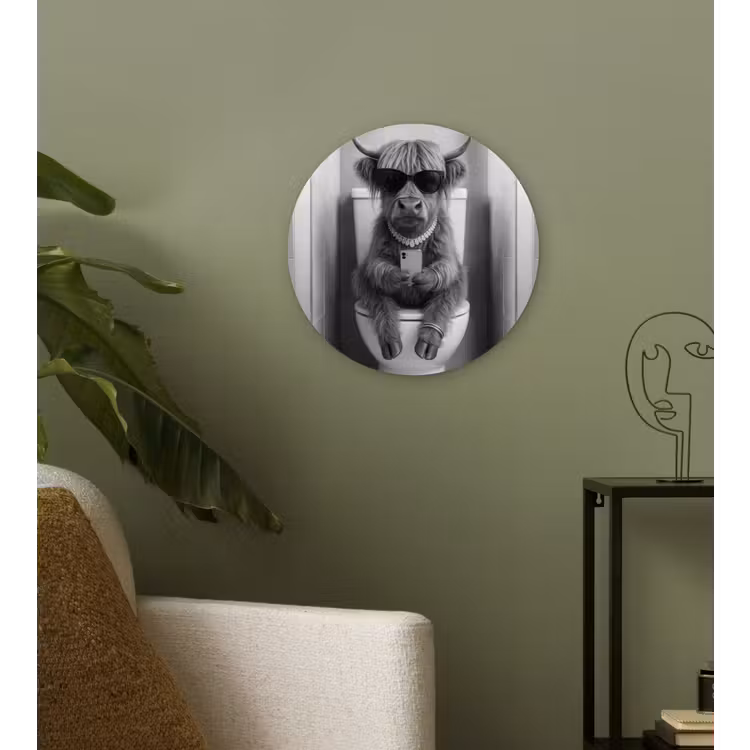 Muurcirkel - Stier - Telefoon - Toilet - Zwart - Wit — 3