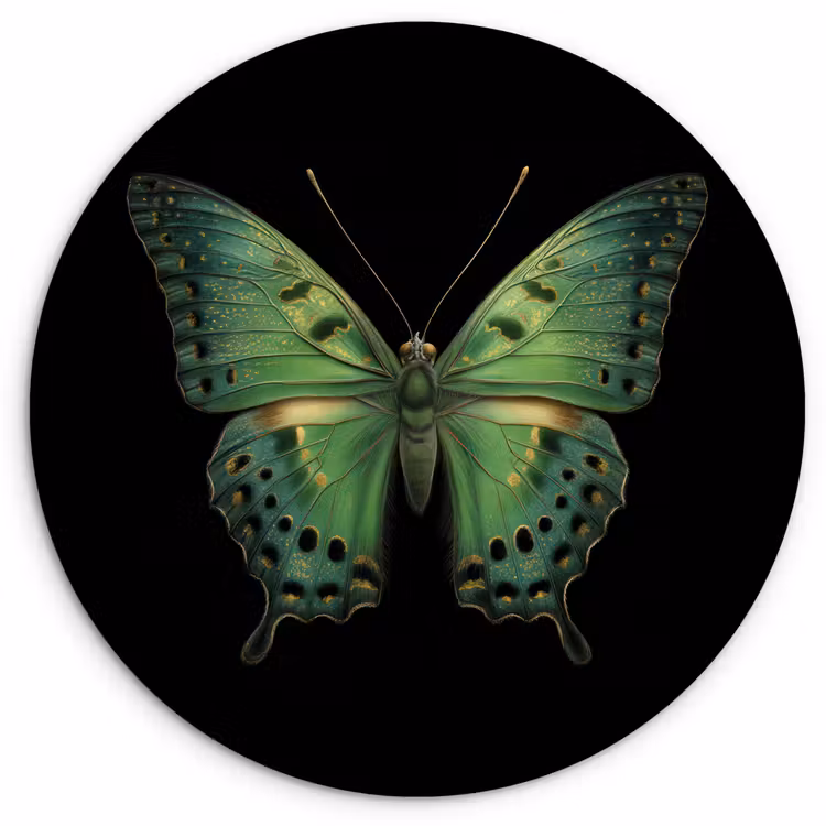 Muurcirkel - Vlinder - Groen - Diepte — 1