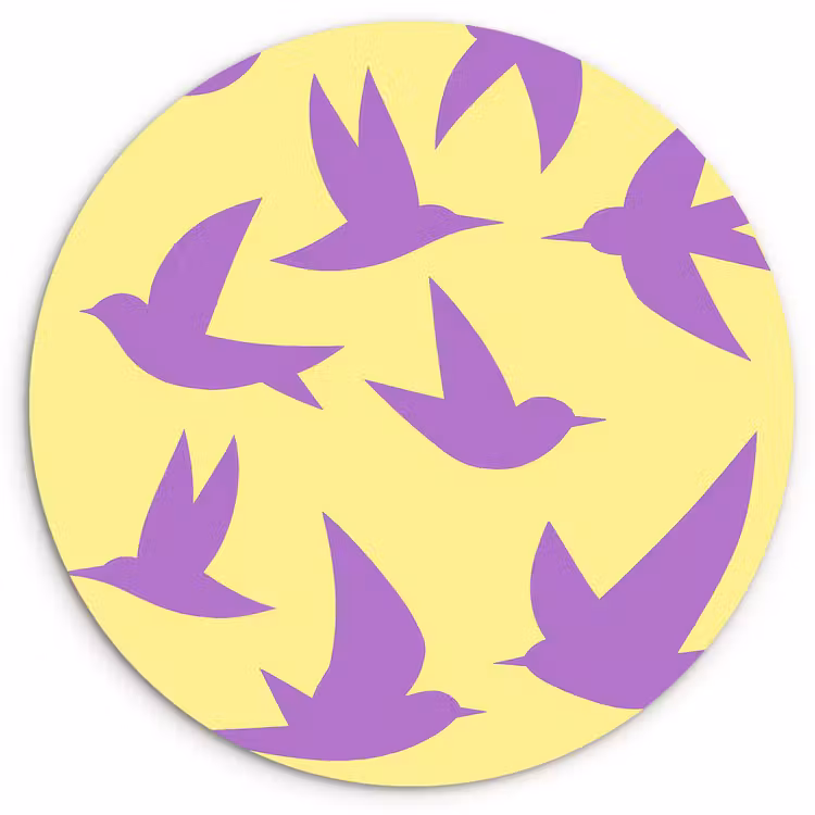 Muurcirkel - Vogels - Cirkel - Geel - Beweging — 1