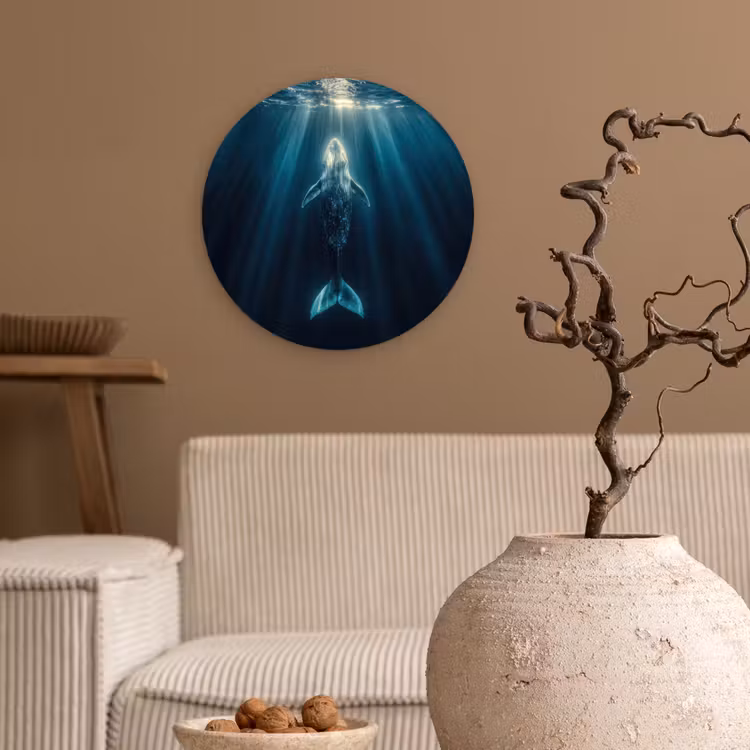 Muurcirkel - Walvis - Water - Zonnestralen - Blauw — 2