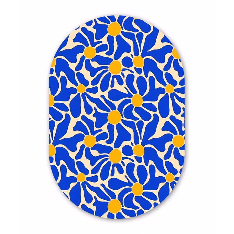 Muurovaal aluminium - Abstract - Bloem - Blauw — 1