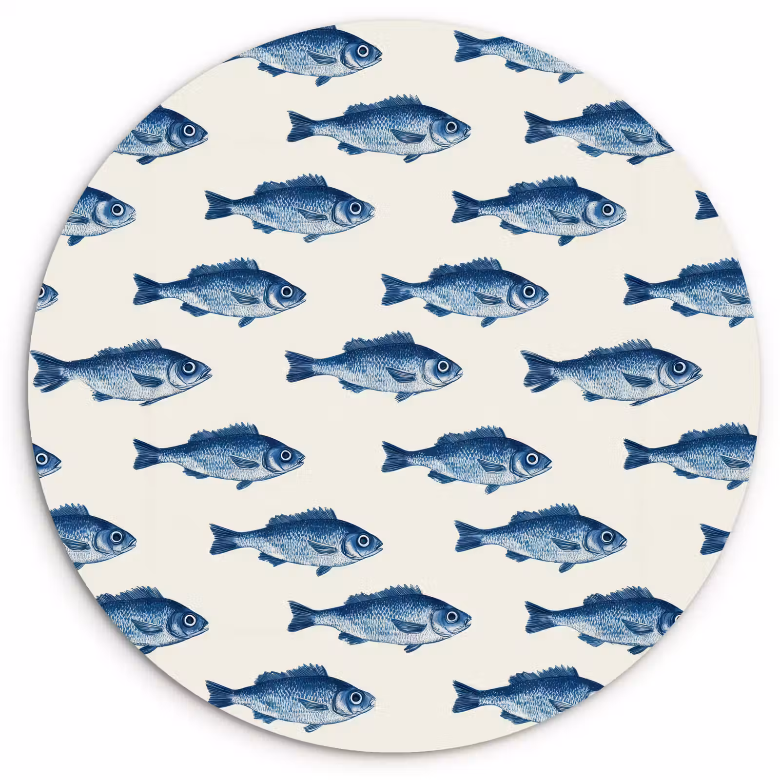 Muurcirkel - Vis - Patroon - Blauw — 1