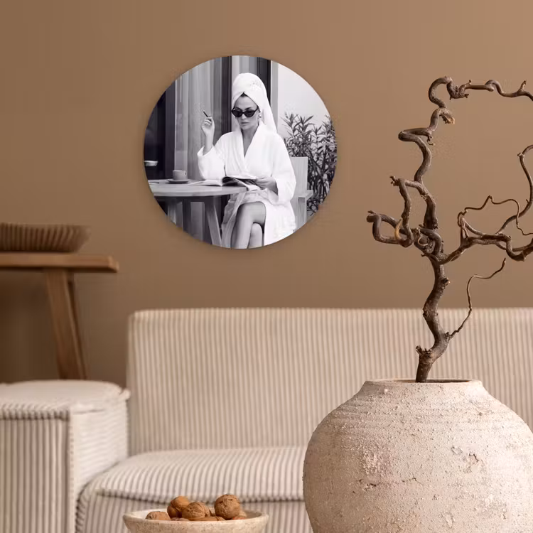 Muurcirkel - Modern - Vrouw - Zwart - Wit — 2