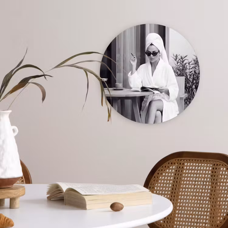 Muurcirkel - Modern - Vrouw - Zwart - Wit — 4