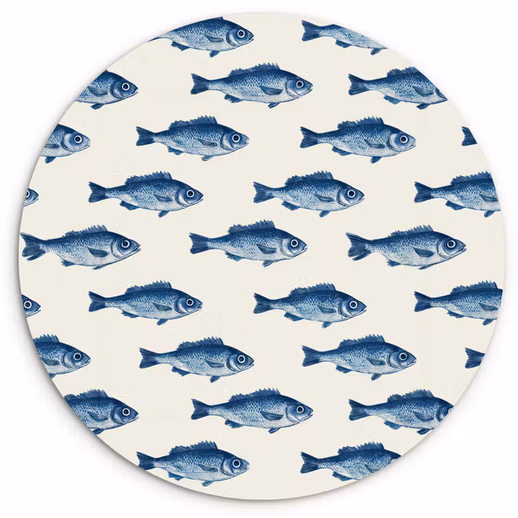 Muurcirkel - Vis - Patroon - Blauw — 1