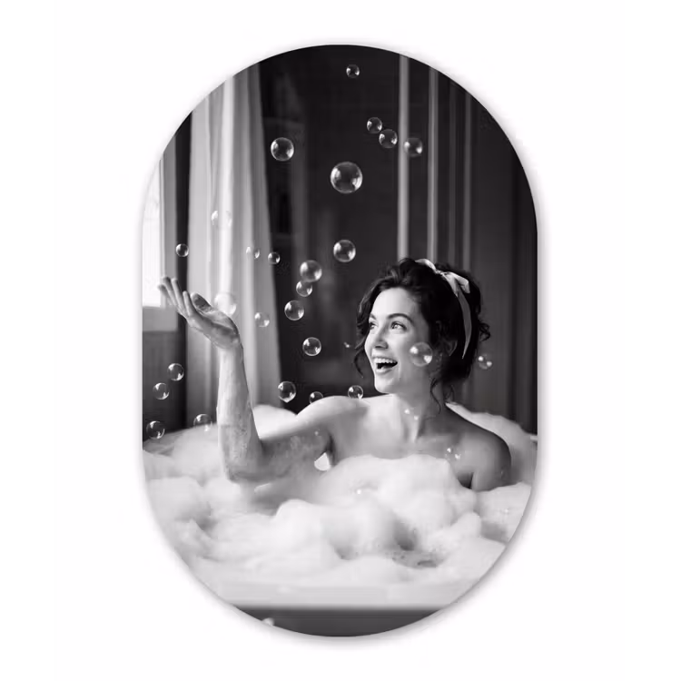 Muurovaal aluminium - Bad - Bubbels - Zwart - Wit — 1