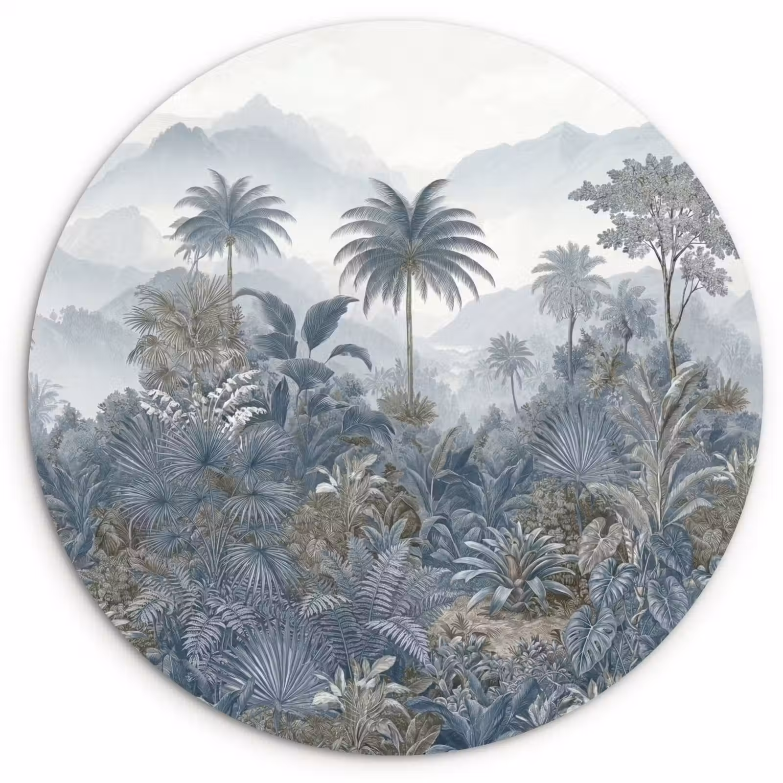 Muurcirkel - Jungle - Landschap - Blauw — 1