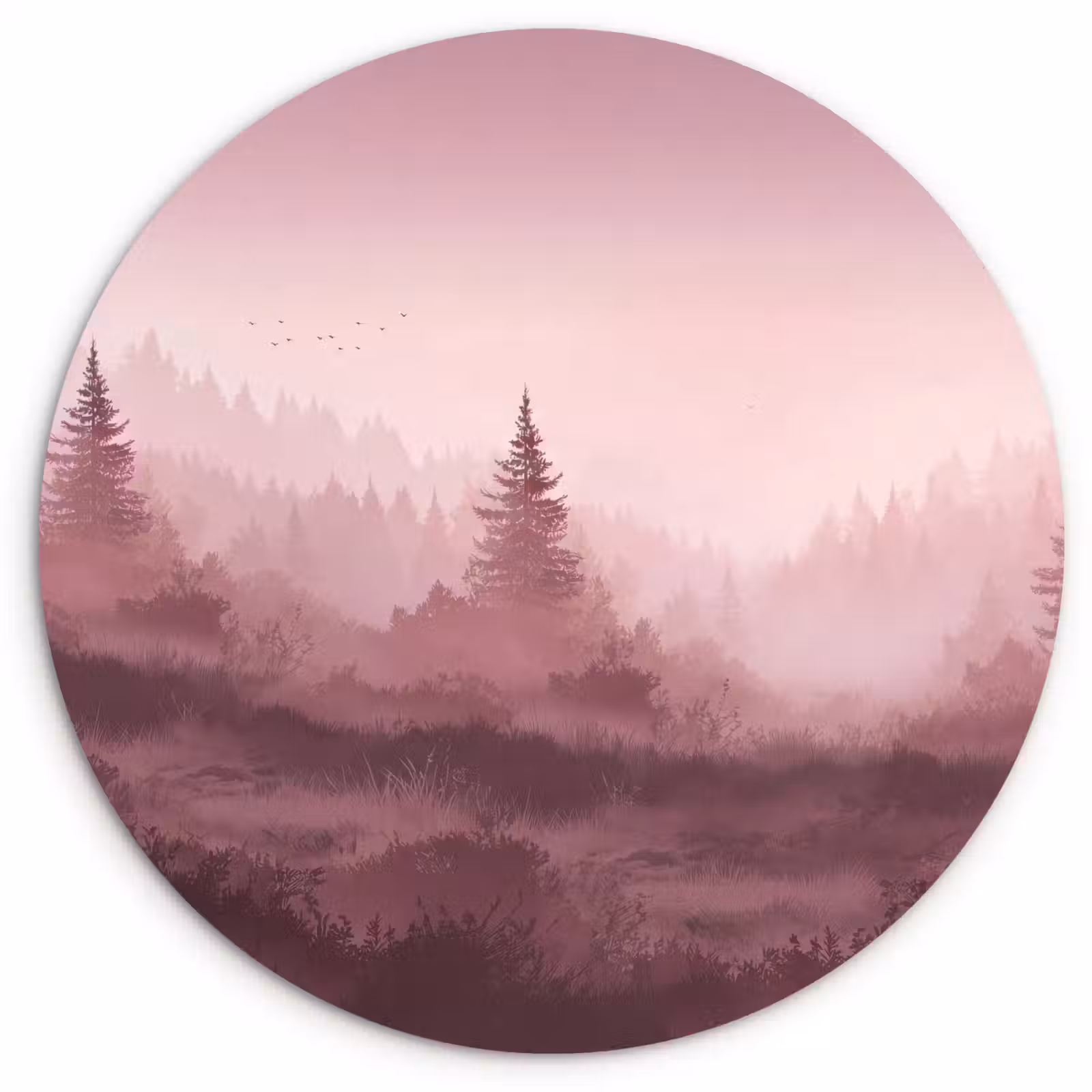 Muurcirkel - Landschap - Mistig - Roze — 1