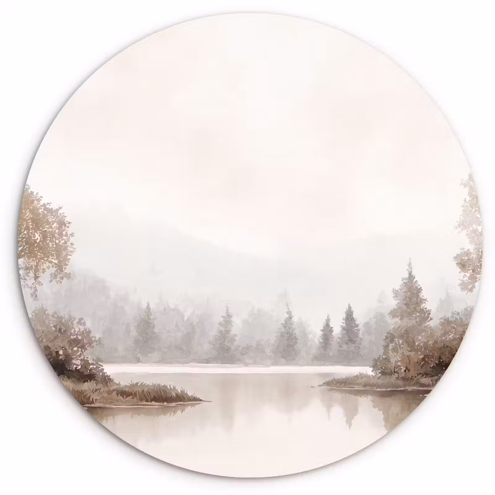 Muurcirkel - Rivierlandschap - Minimalistisch - Aardetinten — 1