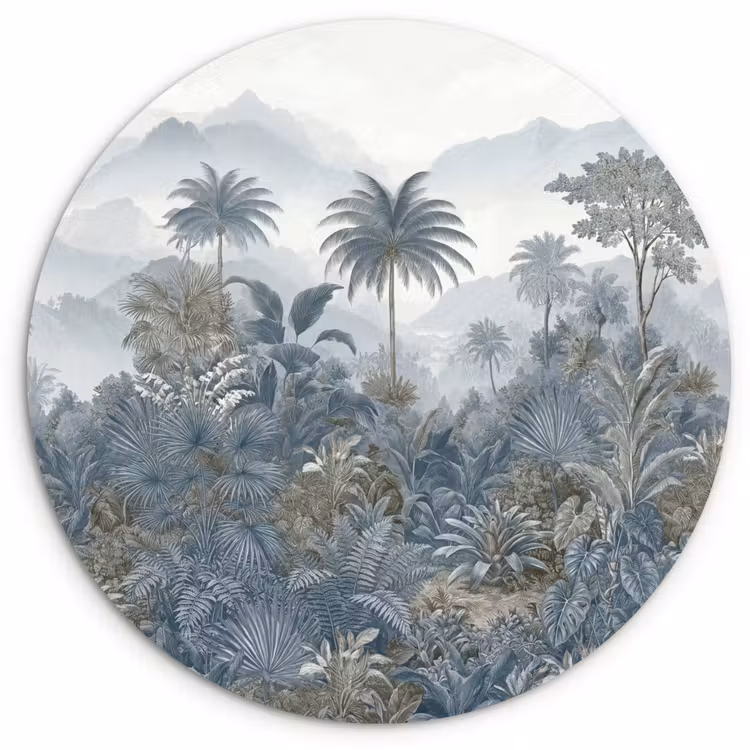 Muurcirkel - Jungle - Landschap - Blauw — 1