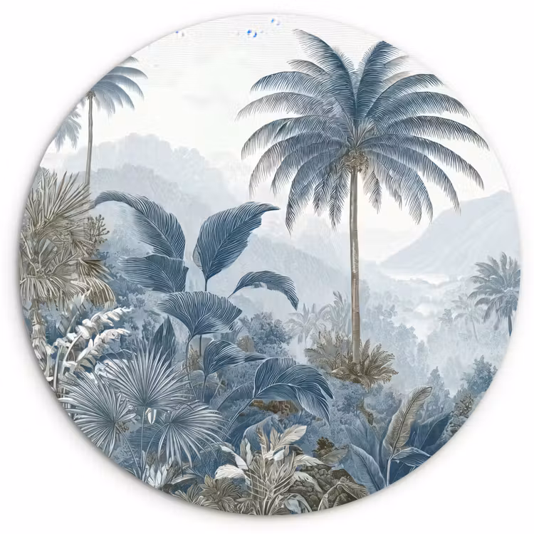 Muurcirkel - Jungle - Modern - Blauw - Groen — 1