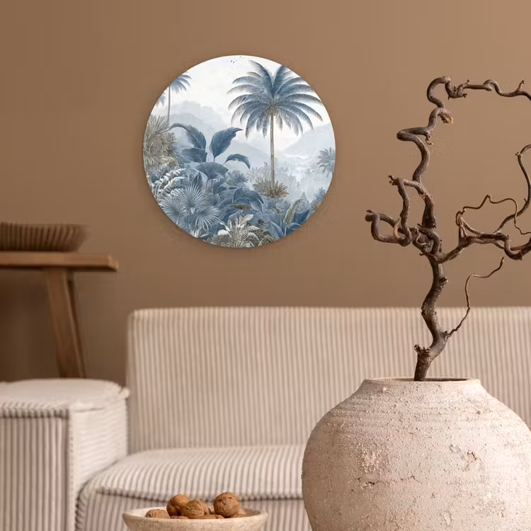 Muurcirkel - Jungle - Modern - Blauw - Groen — 2