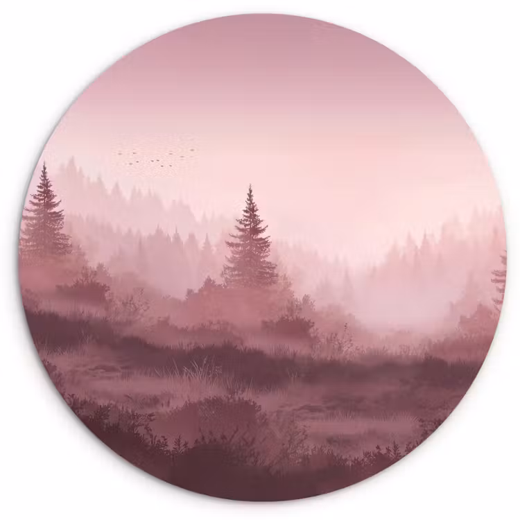 Muurcirkel - Landschap - Mistig - Roze — 1