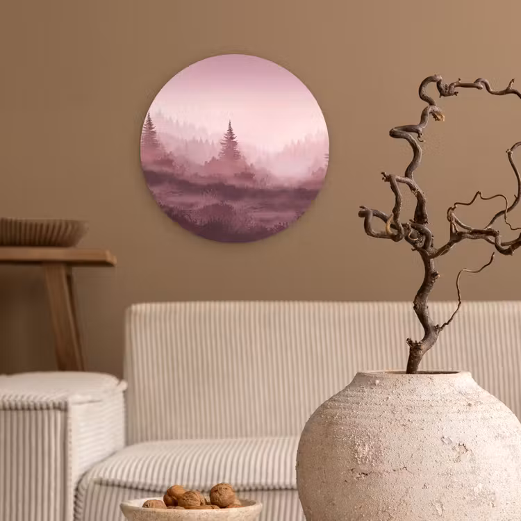 Muurcirkel - Landschap - Mistig - Roze — 2