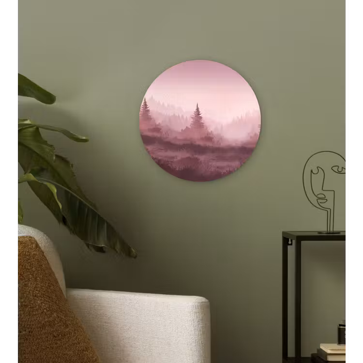Muurcirkel - Landschap - Mistig - Roze — 3