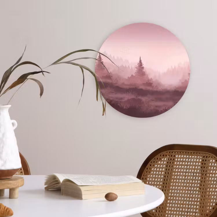 Muurcirkel - Landschap - Mistig - Roze — 4