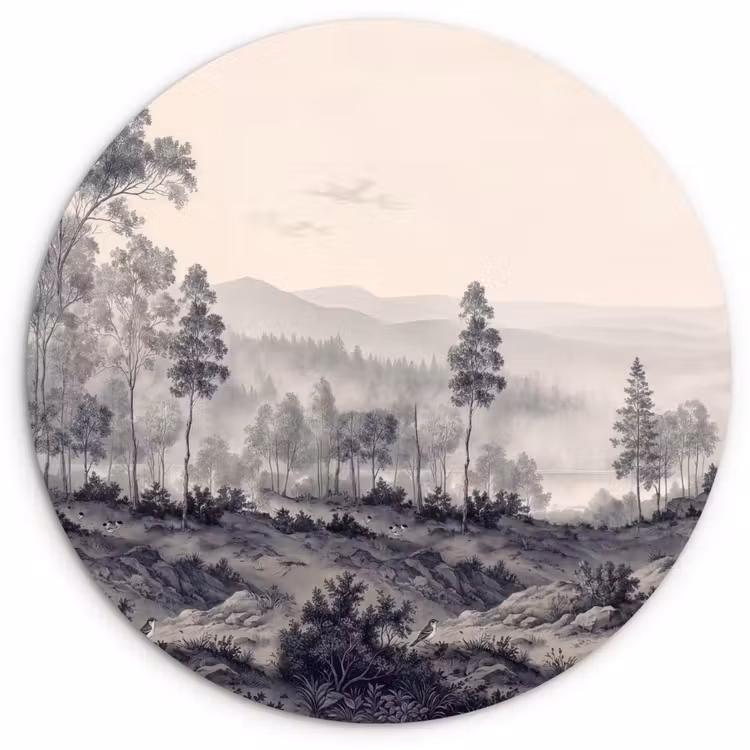 Muurcirkel - Mistig - Berglandschap - Illustratie — 1