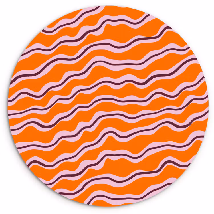 Muurcirkel - Retro - Golvend - Oranje — 1