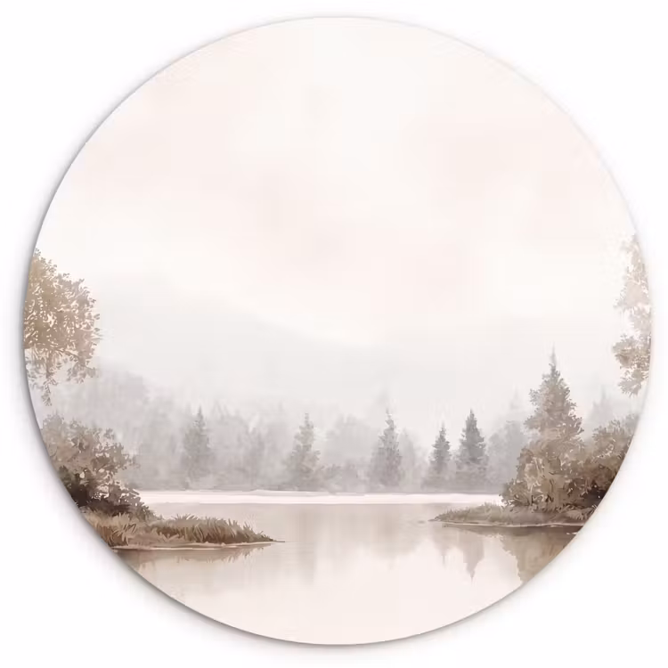 Muurcirkel - Rivierlandschap - Minimalistisch - Aardetinten — 1