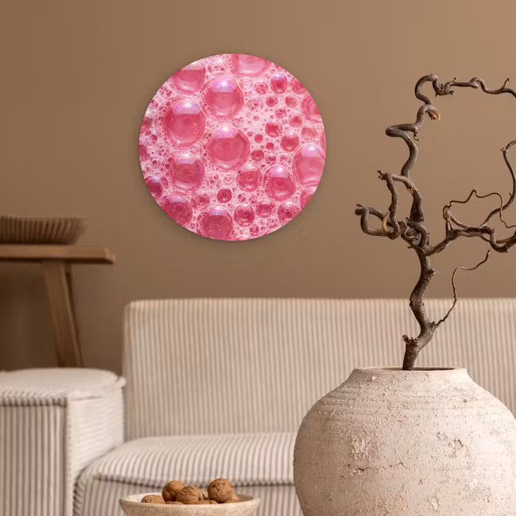Muurcirkel - Roze - Schuim - Bubbels — 2