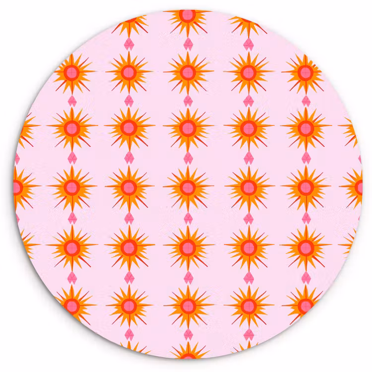 Muurcirkel - Zon - Motief - Roze — 1