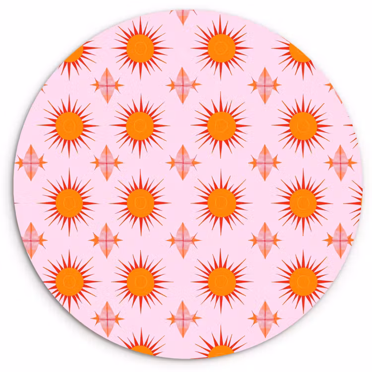 Muurcirkel - Zon - Patroon - Roze — 1