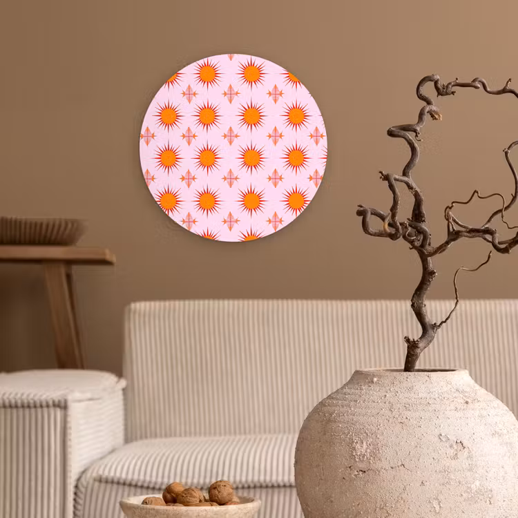 Muurcirkel - Zon - Patroon - Roze — 2