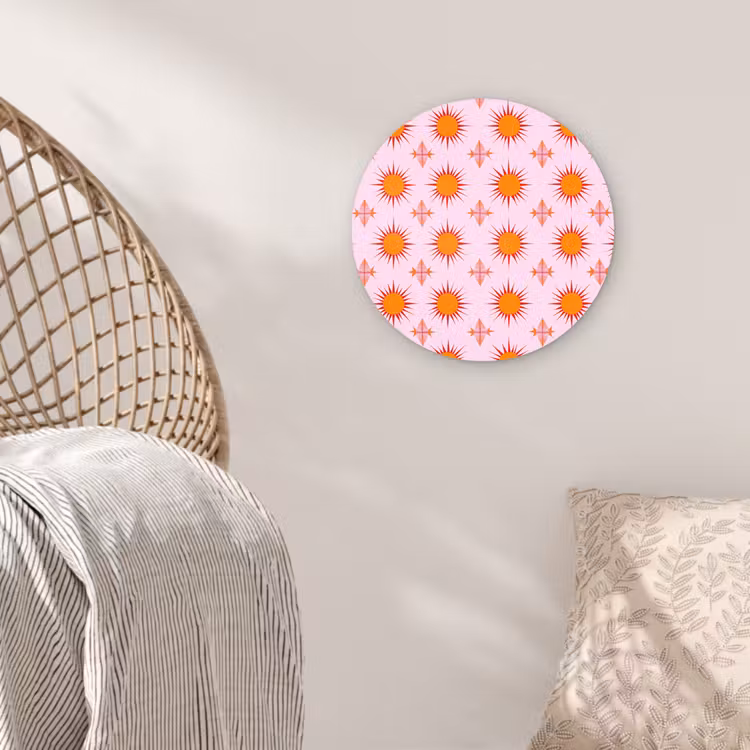Muurcirkel - Zon - Patroon - Roze — 5