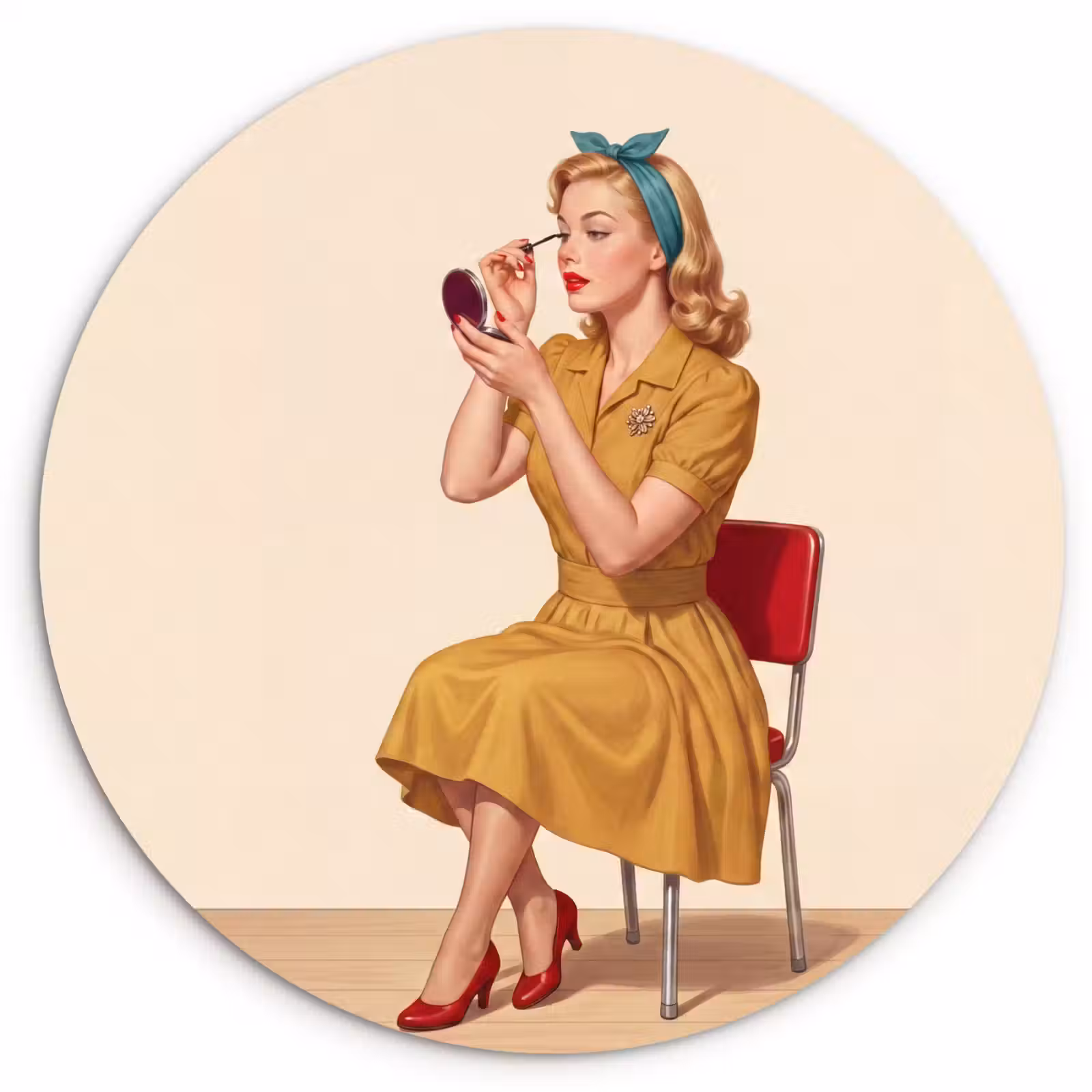 Muurcirkel - Illustratie - Mascara - Vrouw - Geel — 1