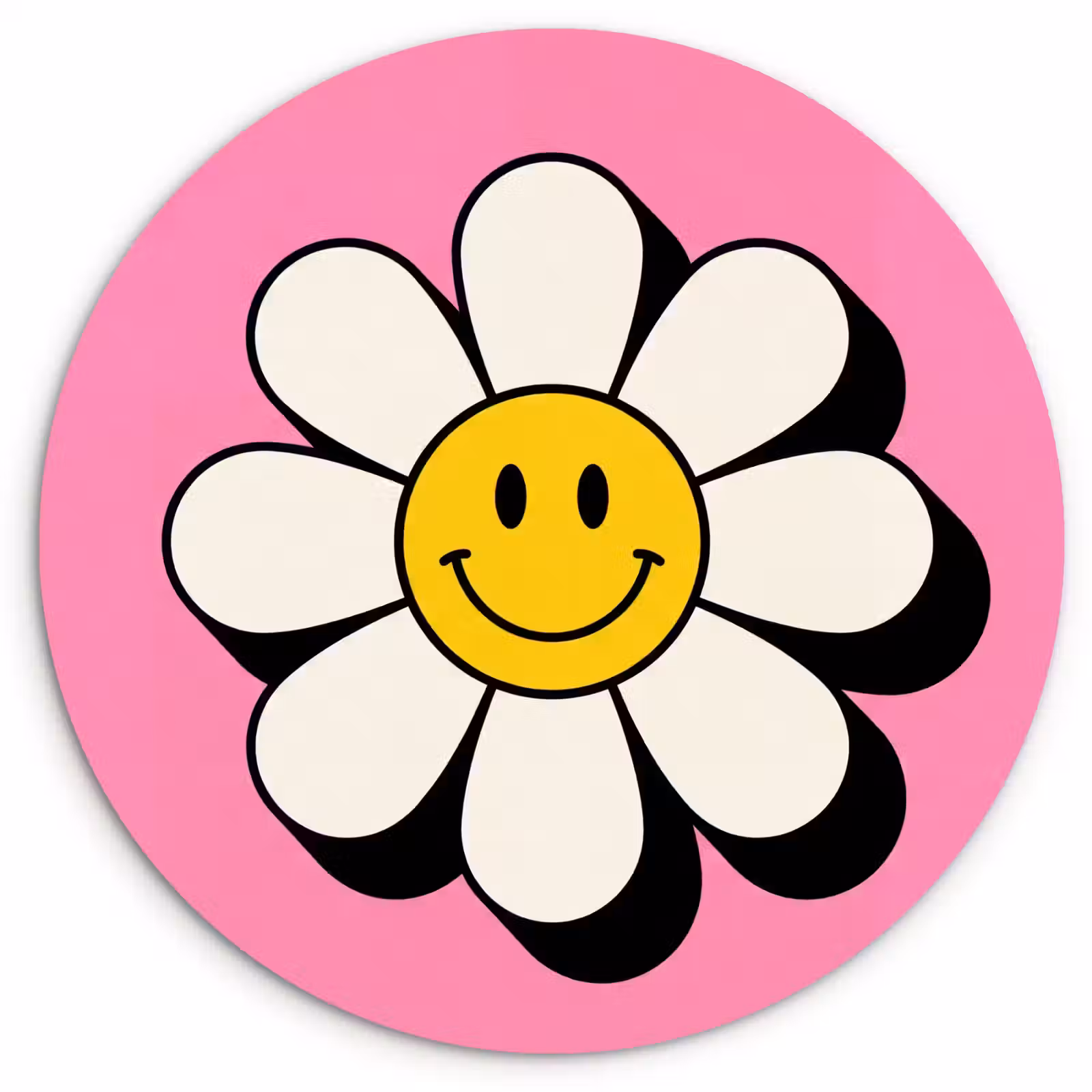 Muurcirkel - Smiley - Bloem - Roze — 1