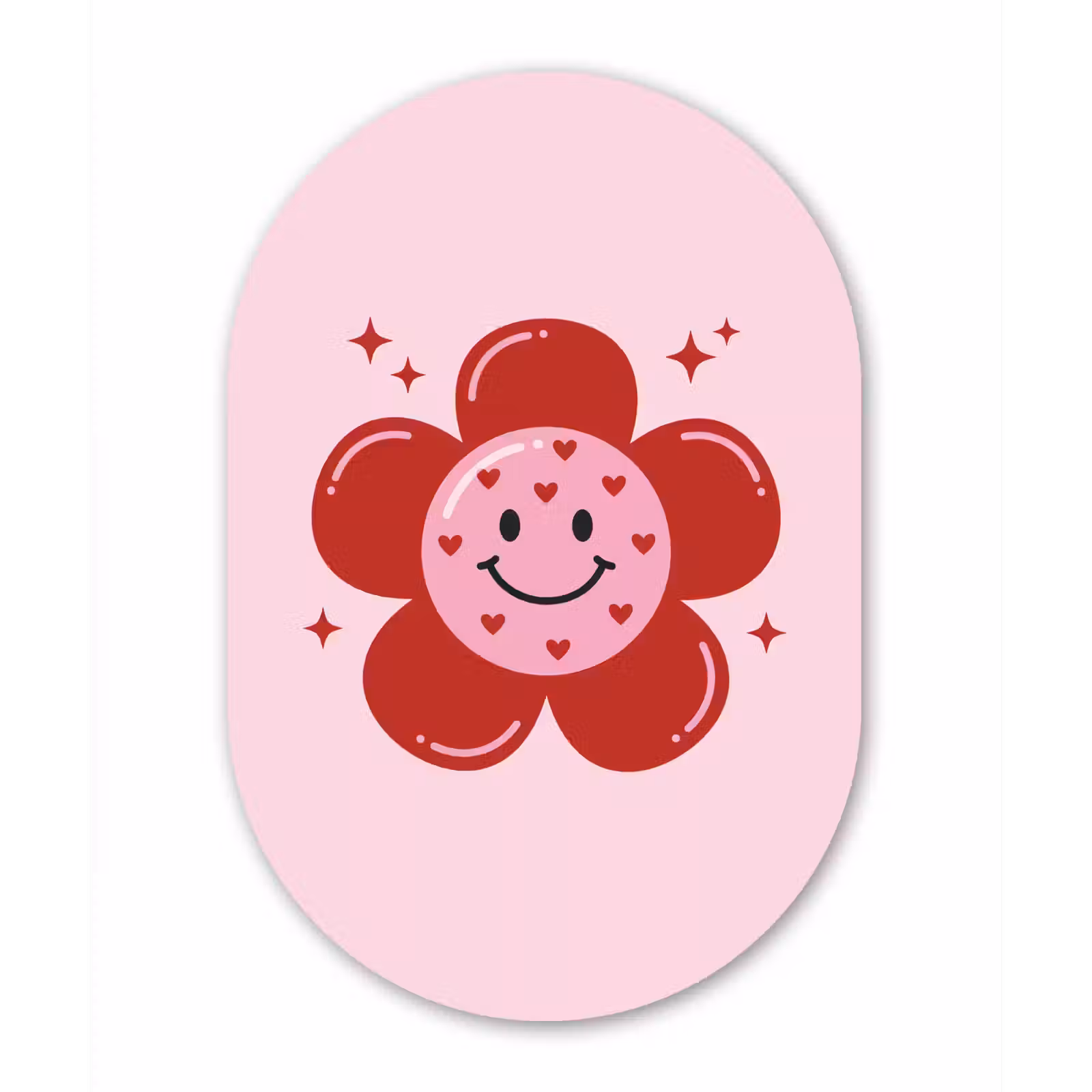 Muurovaal aluminium - Bloem - Roze - Hartjes — 1