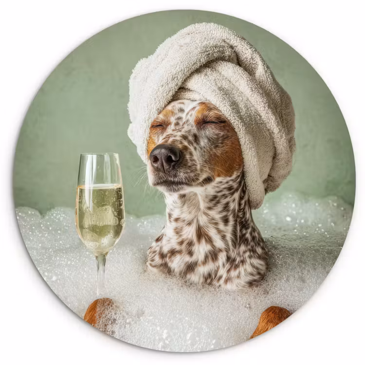 Muurcirkel - Hond - Bad - Champagne - Handdoek — 1