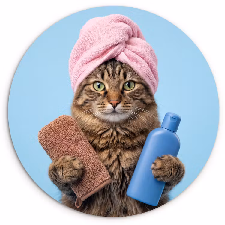 Muurcirkel - Kat - Handdoek - Washand - Zeep — 1