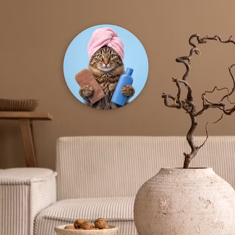 Muurcirkel - Kat - Handdoek - Washand - Zeep — 2