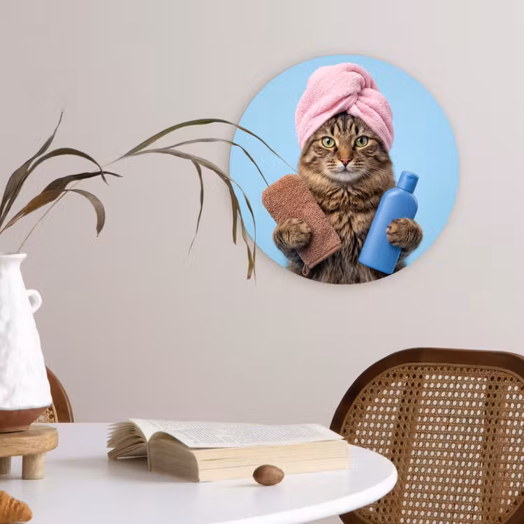Muurcirkel - Kat - Handdoek - Washand - Zeep — 4