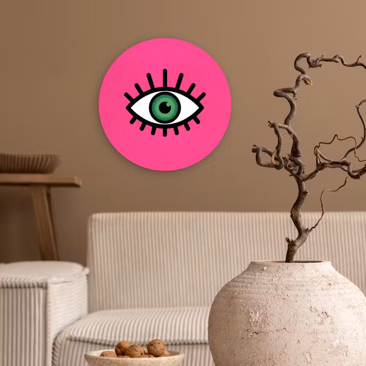 Muurcirkel - Minimalistisch - Oog - Roze — 2