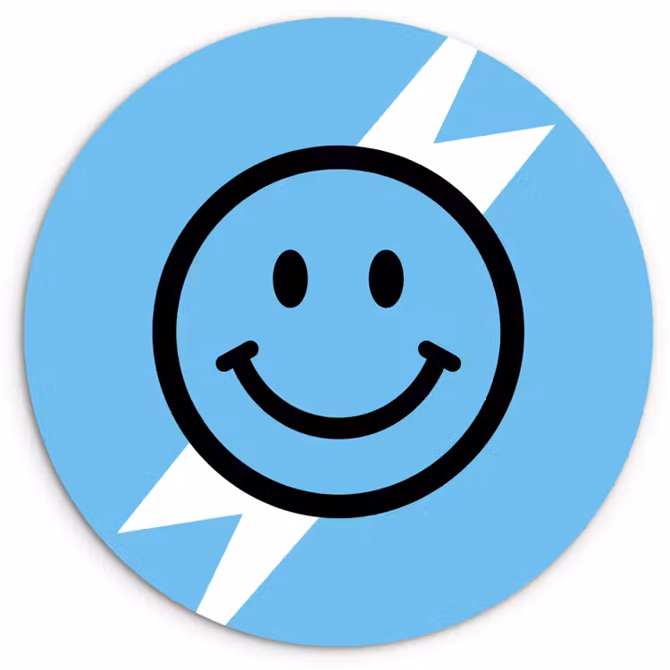 Muurcirkel - Smiley - Blauw - Bliksem — 1