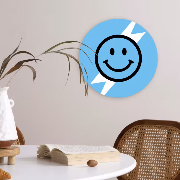 Muurcirkel - Smiley - Blauw - Bliksem — 4