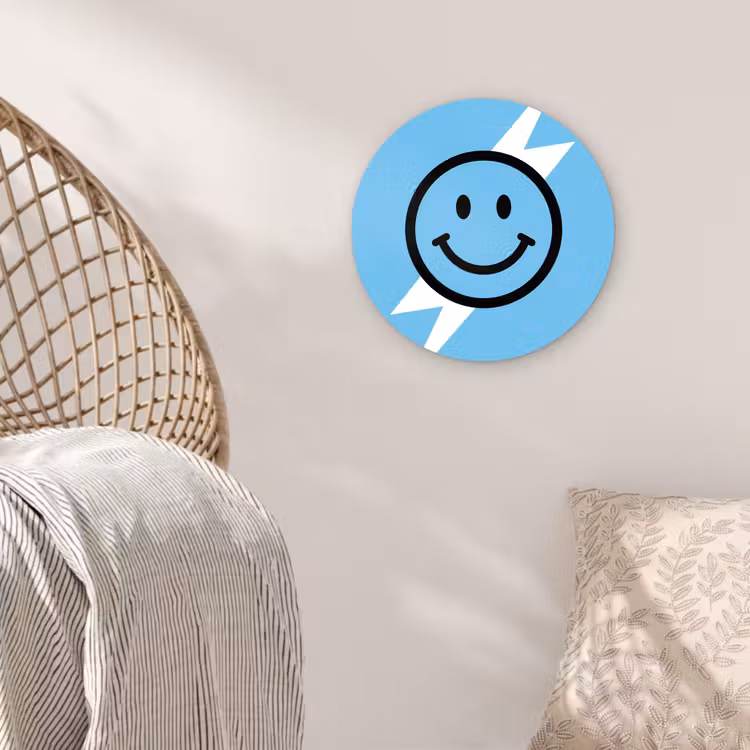 Muurcirkel - Smiley - Blauw - Bliksem — 5
