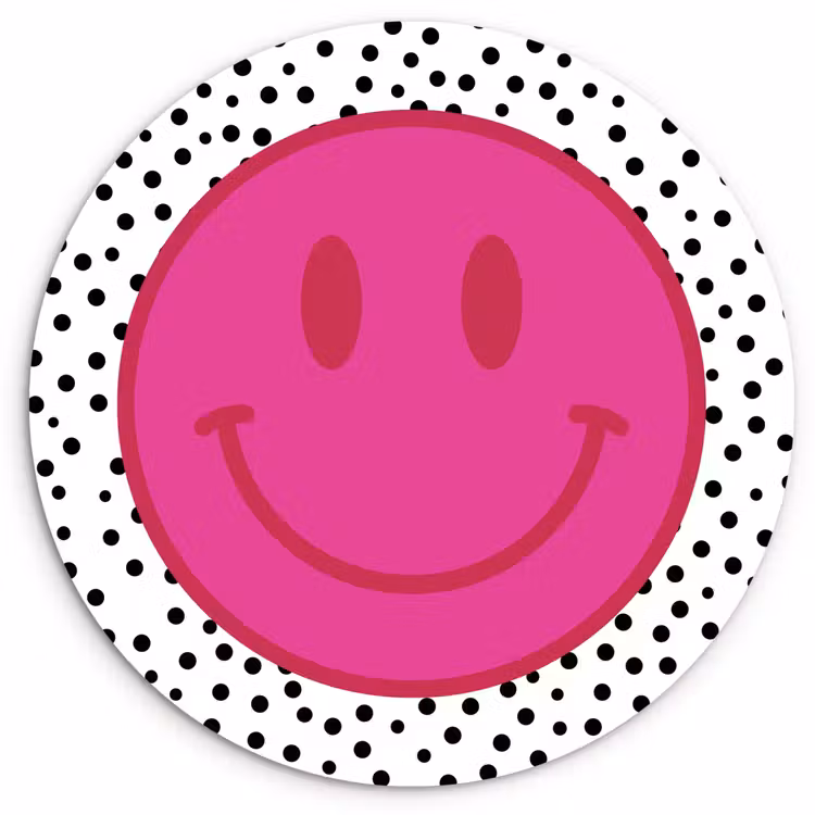 Muurcirkel - Smiley - Roze - Stippen — 1