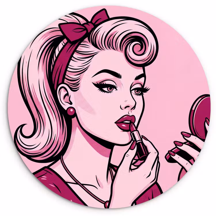Muurcirkel - Vintage - Vrouw - Roze — 1