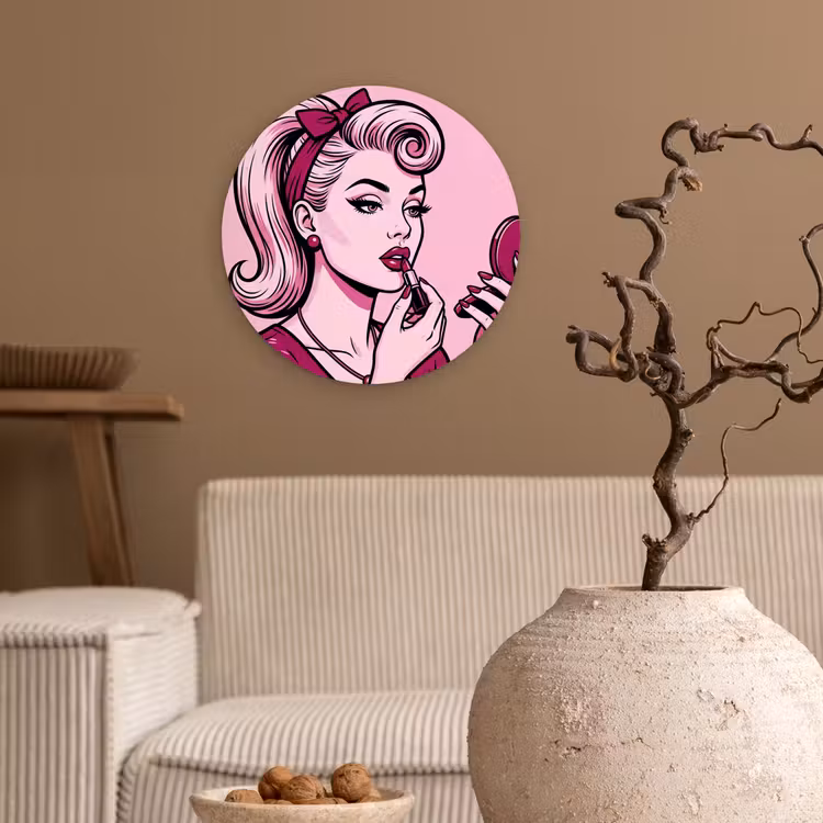 Muurcirkel - Vintage - Vrouw - Roze — 2