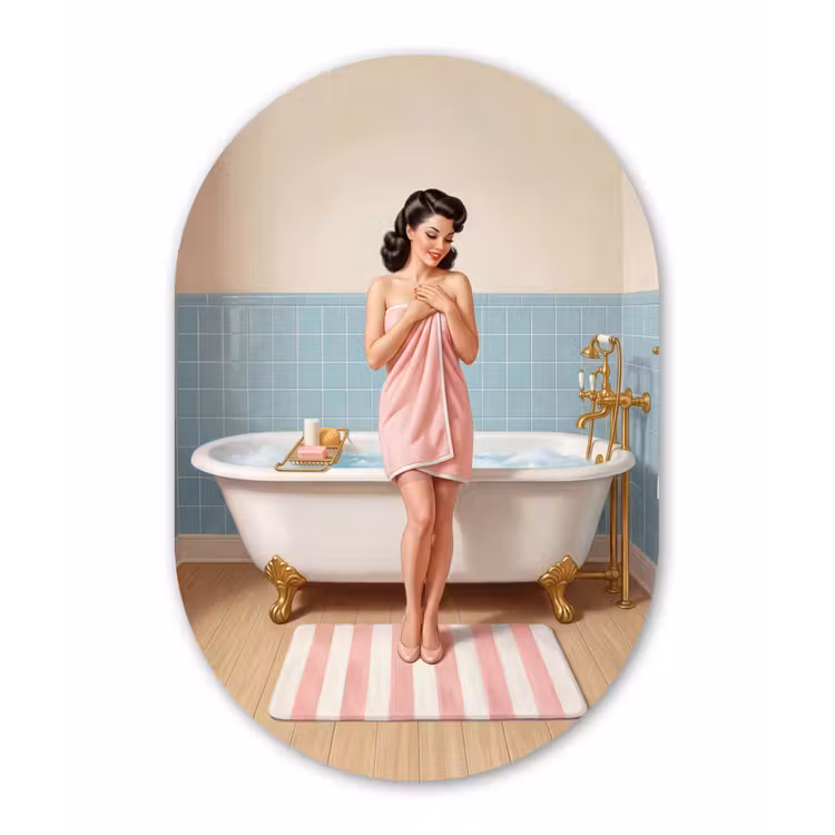 Muurovaal aluminium - Badkamer - Vrouw - Roze — 1