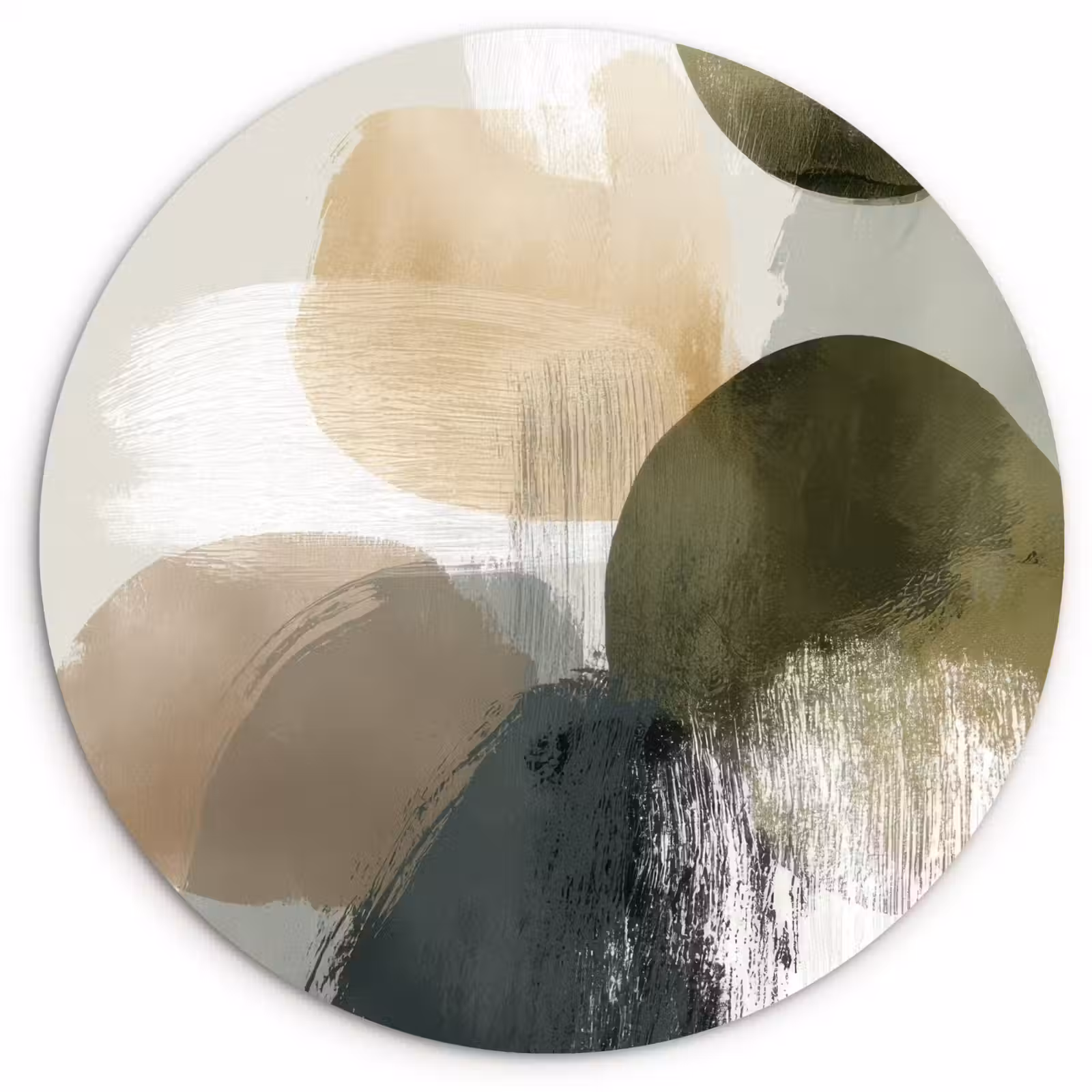 Muurcirkel - Minimalistisch - Cirkels - Penseelstreken - Beige — 1