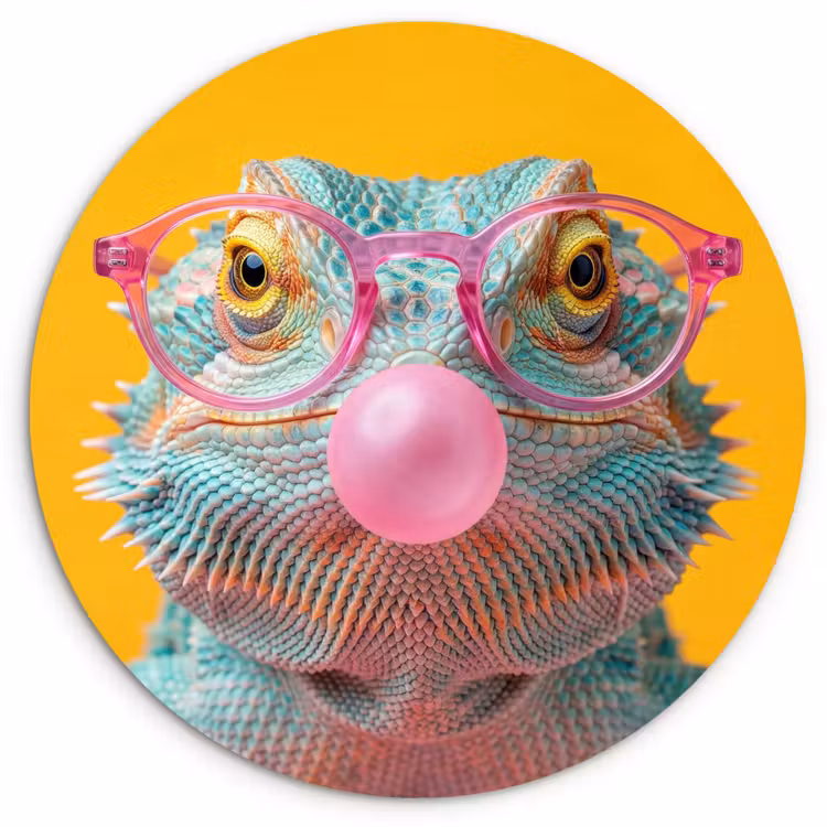 Muurcirkel - Kameleon - Kauwgom - Kleurrijk — 1