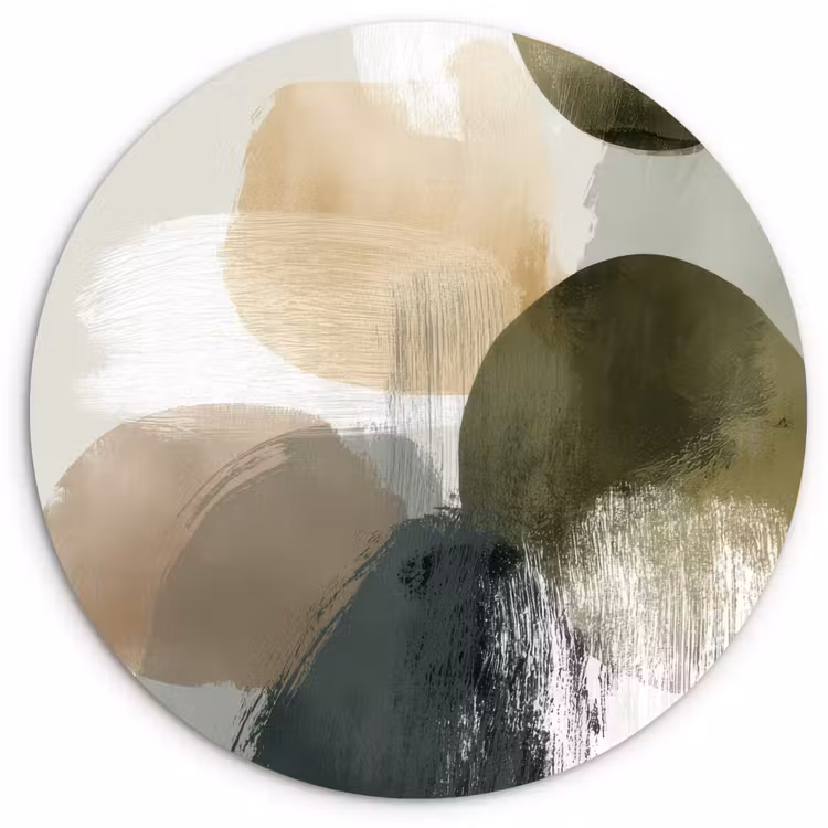 Muurcirkel - Minimalistisch - Cirkels - Penseelstreken - Beige — 1