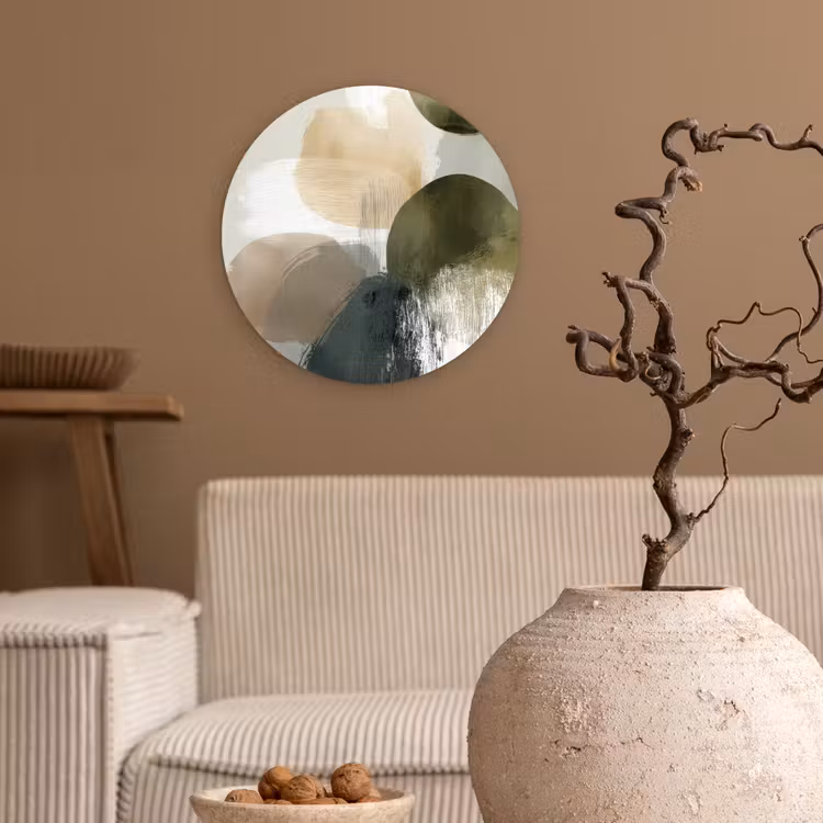 Muurcirkel - Minimalistisch - Cirkels - Penseelstreken - Beige — 2