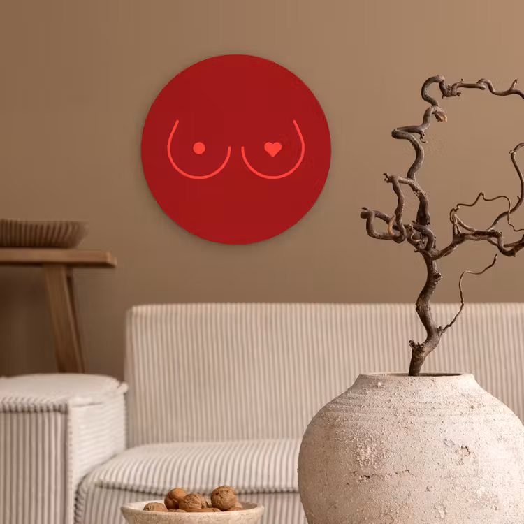 Muurcirkel - Minimalistisch - Lijnillustratie - Rood — 2